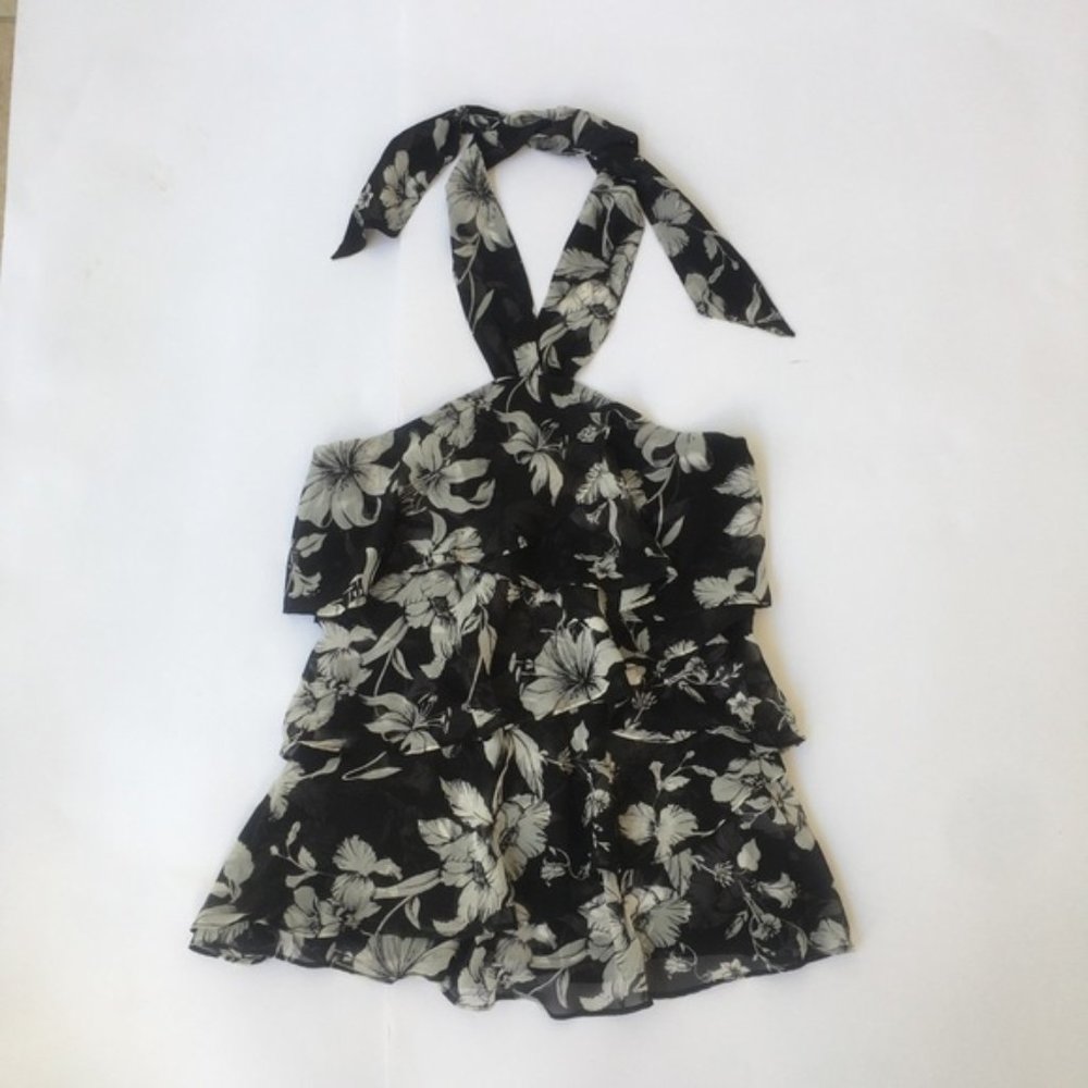 White House Black Market Flowered Halter Top Size XS